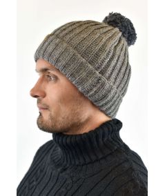 Bonnet homme laine avec pompon doublé polaire - La Maison de l'Alpaga (LMA)